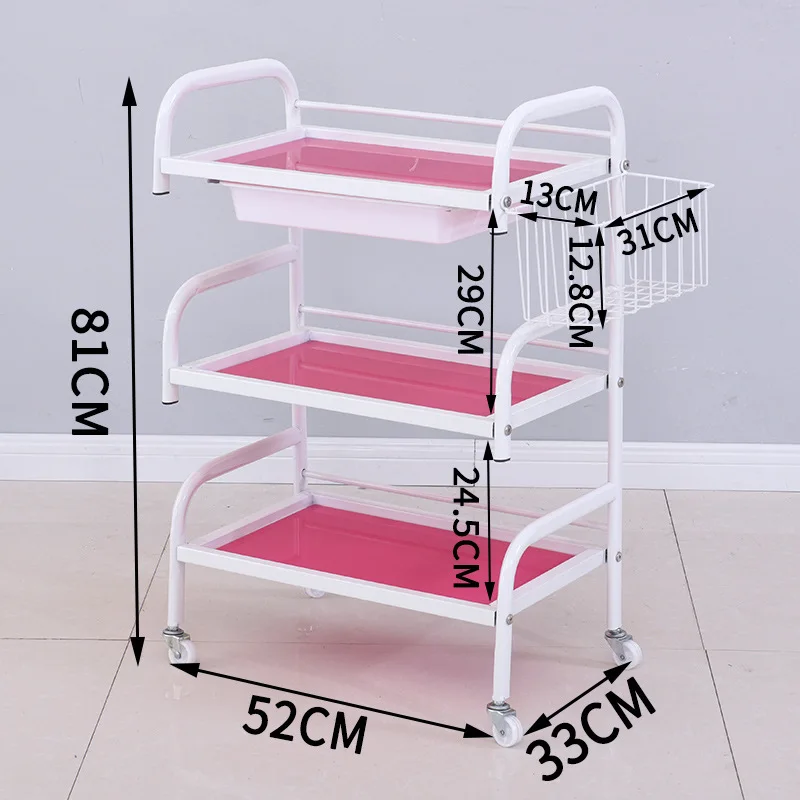 

Beauty Salon Spa Styling Station Trolley Equipment Rolling Storage Tray Cart