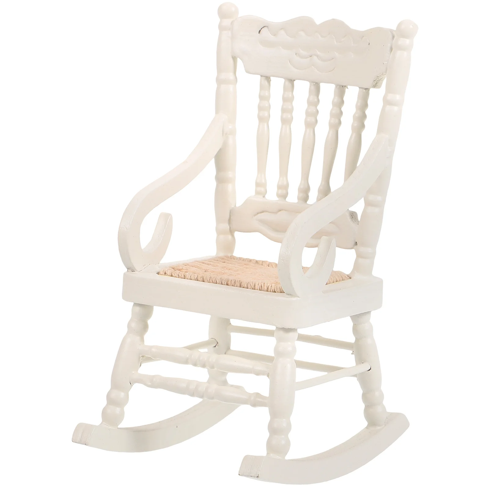 Accessories Mini Furniture Travel Outdoor Ornaments Dollhouse Rocking Chair Wooden 12 White 1/12