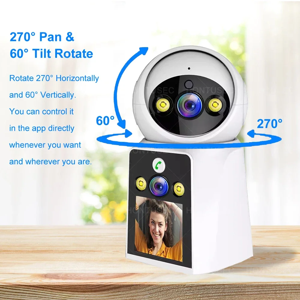 YOOSEE FHD 4K 8MP Dual Lens Dual Screen Video Call Camera Auto Tracking Two Way Audio Color Night Vision 4MP Indoor Baby Monitor