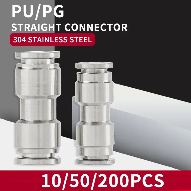 

Pneumatic PU/PG Straight Connector 4-12mm OD Air Hose Reducing 8-6mm 304 Stainless Push In Quick Connector Air Fitting Plumbing