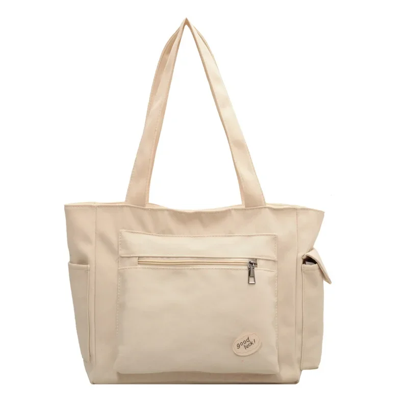 Sac en toile de grande capacité pour femme, sac fourre-tout de classe étudiante, mode simple initiée, nouveau, 2024