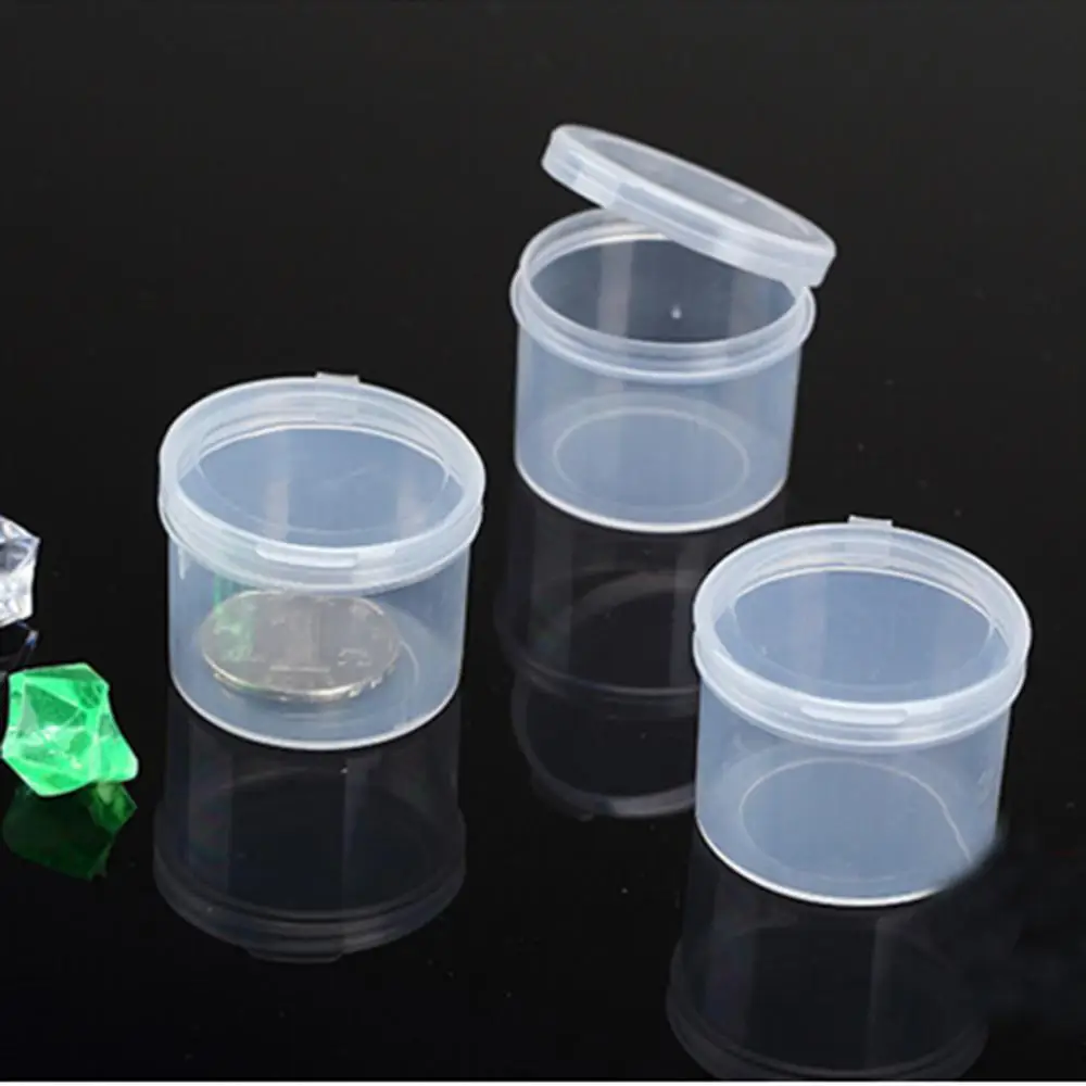 5 sztuk/partia małych okrągłych plastikowych przezroczystych przezroczystych z pokrywą pojemnik na pojemnik do przechowywania pojemników na monety