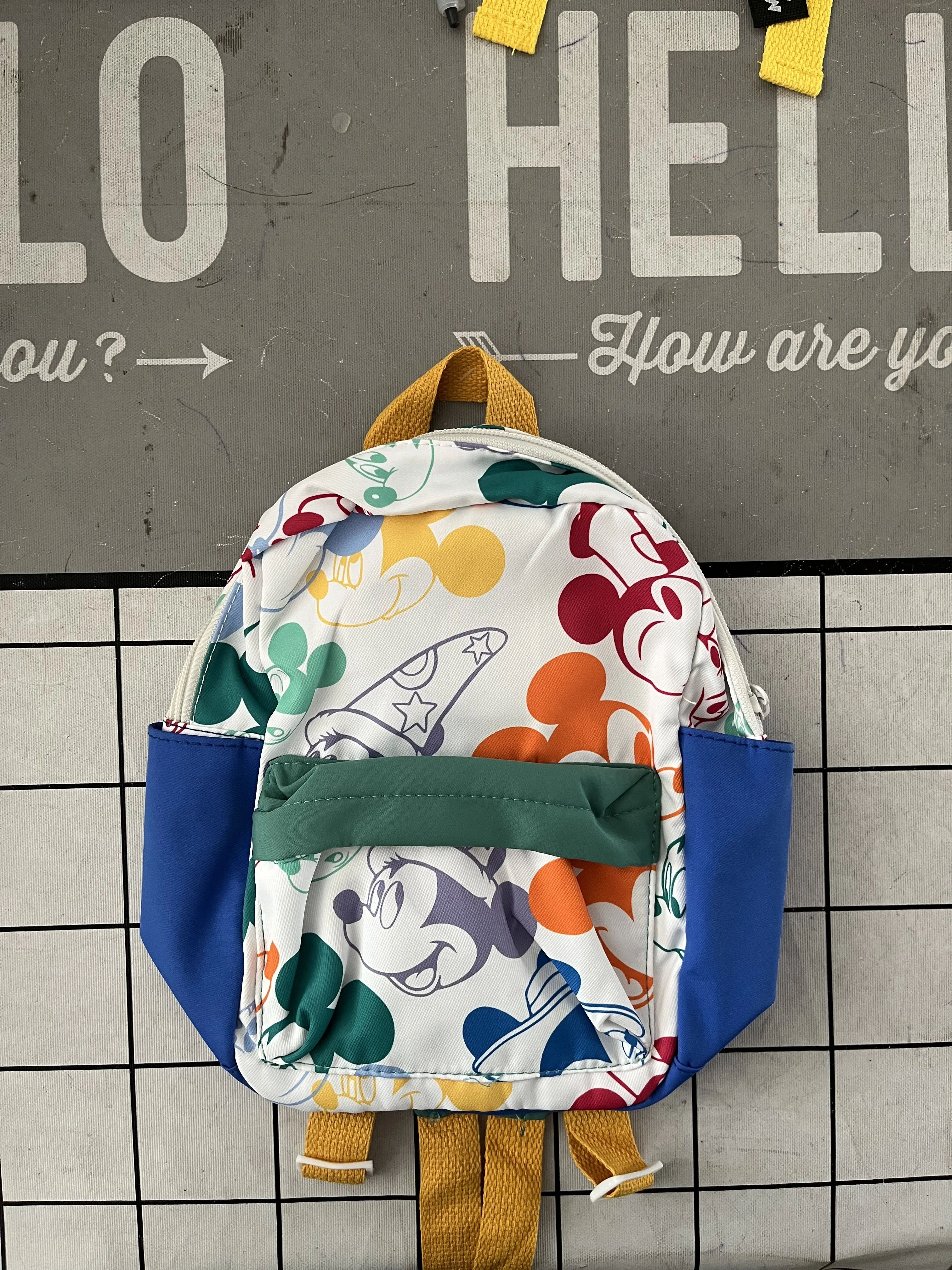 Toddler Color Matching Backpacks Brand New Design Colored Outgoing Bags Kids Mickey Mouse Printing Two-shoulder Bags With Zipper