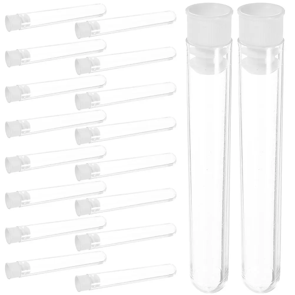 100 Pcs Laboratory Tube Test Tubes Clear Plastic Storage Transparent with Caps