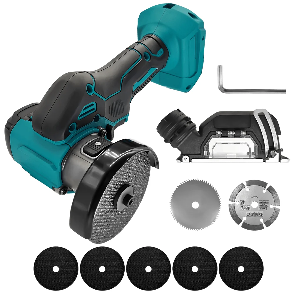 

19500RPM Cordless Electric Angle Grinder Compact Cutting Machine Woodworking Home Power Tools For Makita 18V Battery(No Battery)