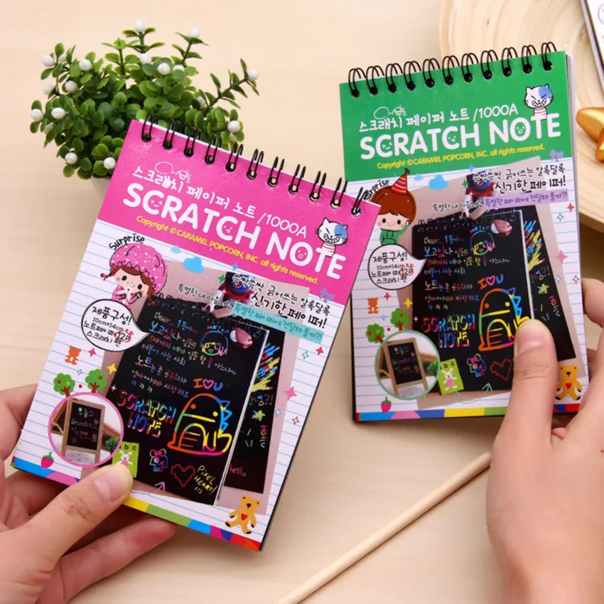 Kids Creative DIY Scratch Painting Colorful Graffiti Notebook Student Toy Fun Scratch Painting Notebook Coil Drawing Notebook