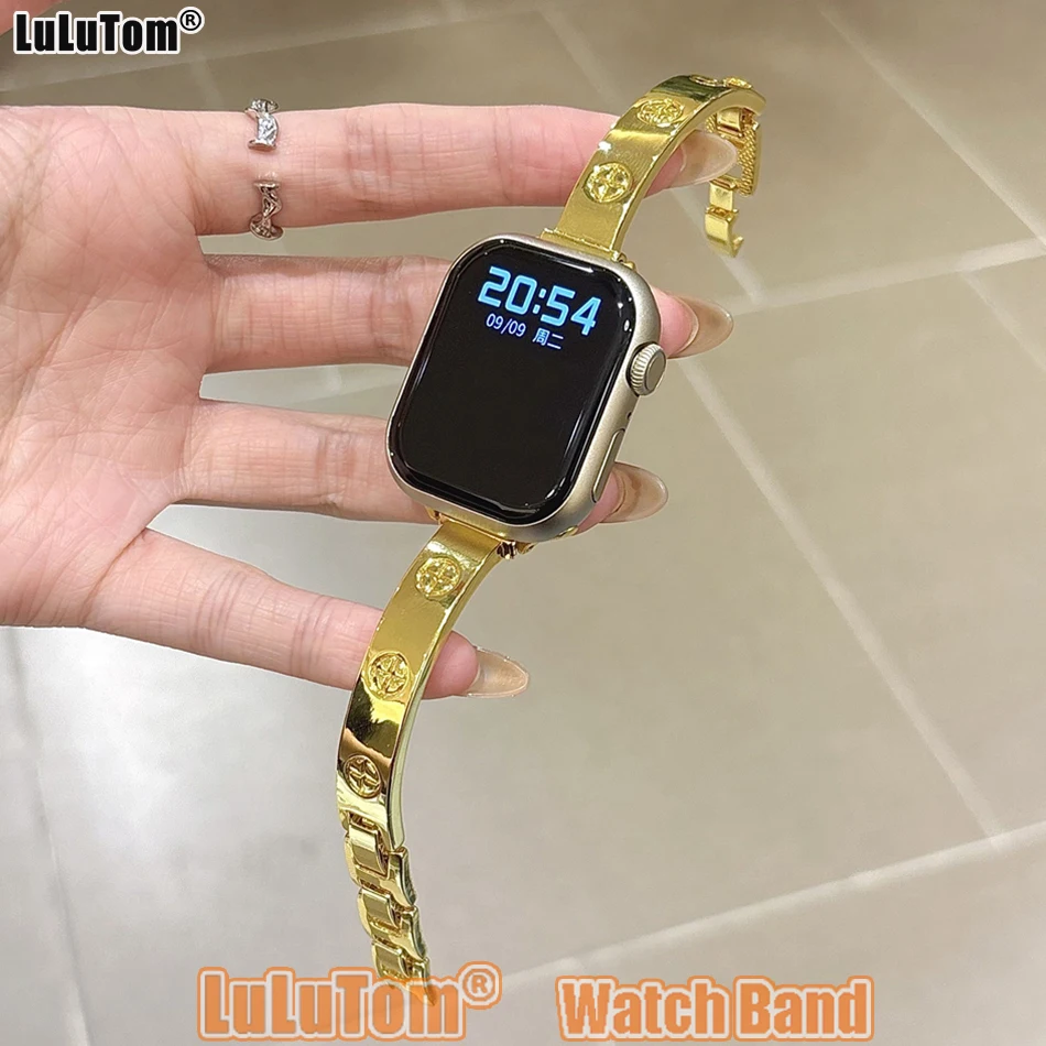 

Роскошный тонкий ремешок для Apple Iwatch Series 11 10 9 8 7 6 5 4 3 SE Ultra Watch Band 38 40 41 42 44 45 46 49 мм Женский металлический браслет
