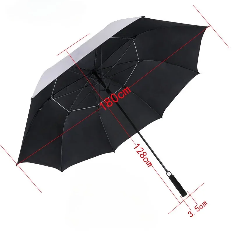 40-Inch 180cm Large Long Handle Umbrella Outdoor Sun Protection Titanium Silver Glue Double-Layer Sun Protection Golf Umbrella