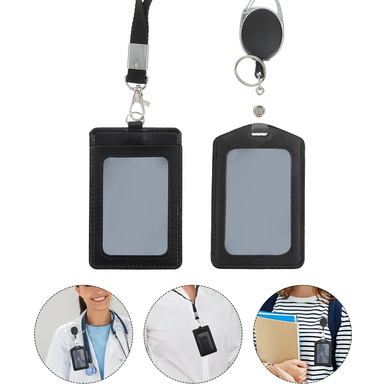 

1Set Premium Badge Holder Retractable Vertical Id Card Case Clip for Work Office School Medical Badge