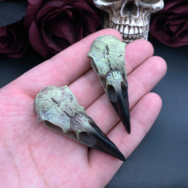2pcs 61*25mm 3D Crow Skull Men\'s Skull Necklace Pendant Magpie Gothic Halloween Gift Bird Skull Handcrafted Jewelry Accessories
