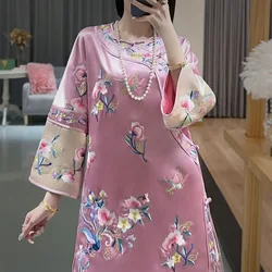 High-end Summer New Women's Cheongsam Chinese Style Embroidery Loose Elegant A-Line Dress S-XL