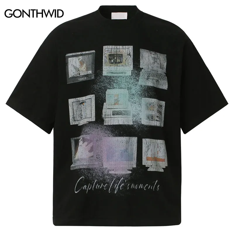 

Hip Hop Men T-Shirts Y2K Vintage Retro Computer Graphic Printed Tshirt Streetwear Harajuku Baggy Short Sleeve Cotton Tops Tee