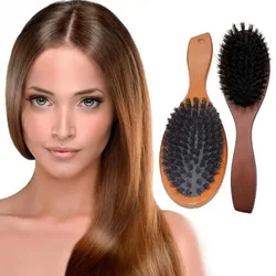 Natural Boar Bristle Hairbrush Massage Comb Anti-static Hair Scalp Paddle Brush Beech Wooden Handle Hair Brush Hair Styling Tool