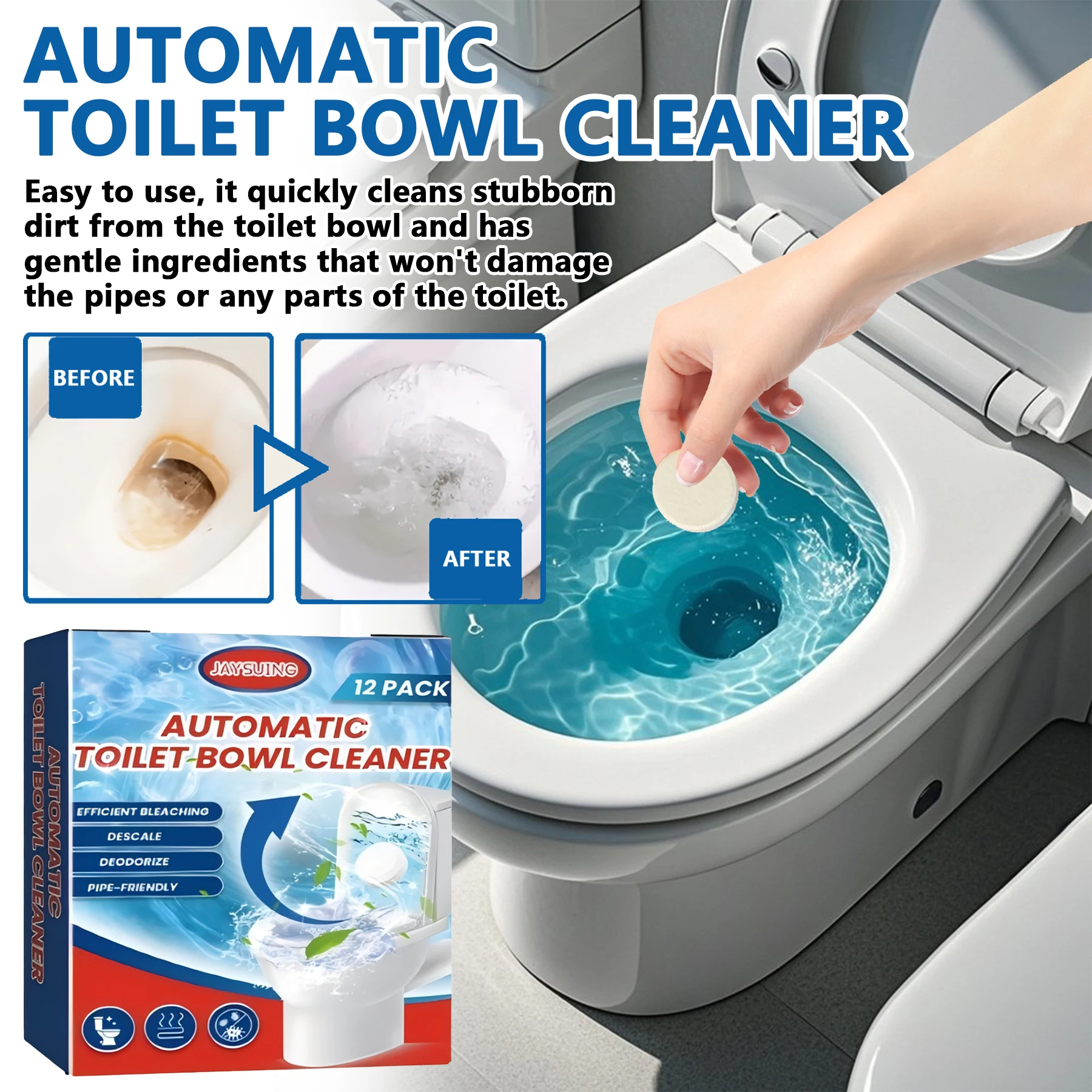 

Устойчивый выпуск — Таблетка для автоматической чистки унитаза — легко удаляет пятна от короткого мочи и люминесцентно. Подходит для двигателя