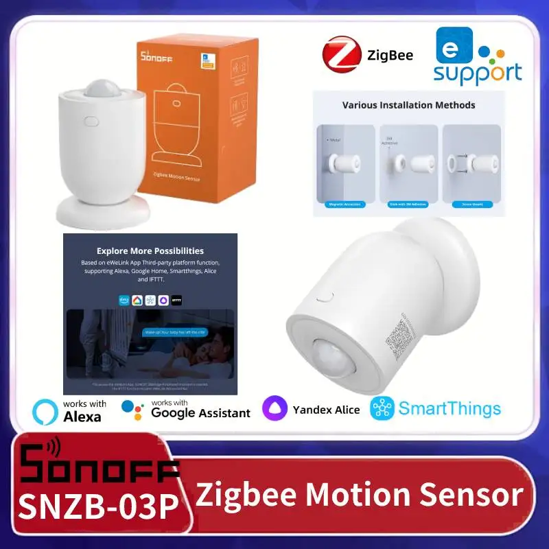 SONOFF SNZB-03P Zigbee Motion Sensor human body Detection Home Security Local Smart Scene Linkage via eWeLink APP Alexa Google