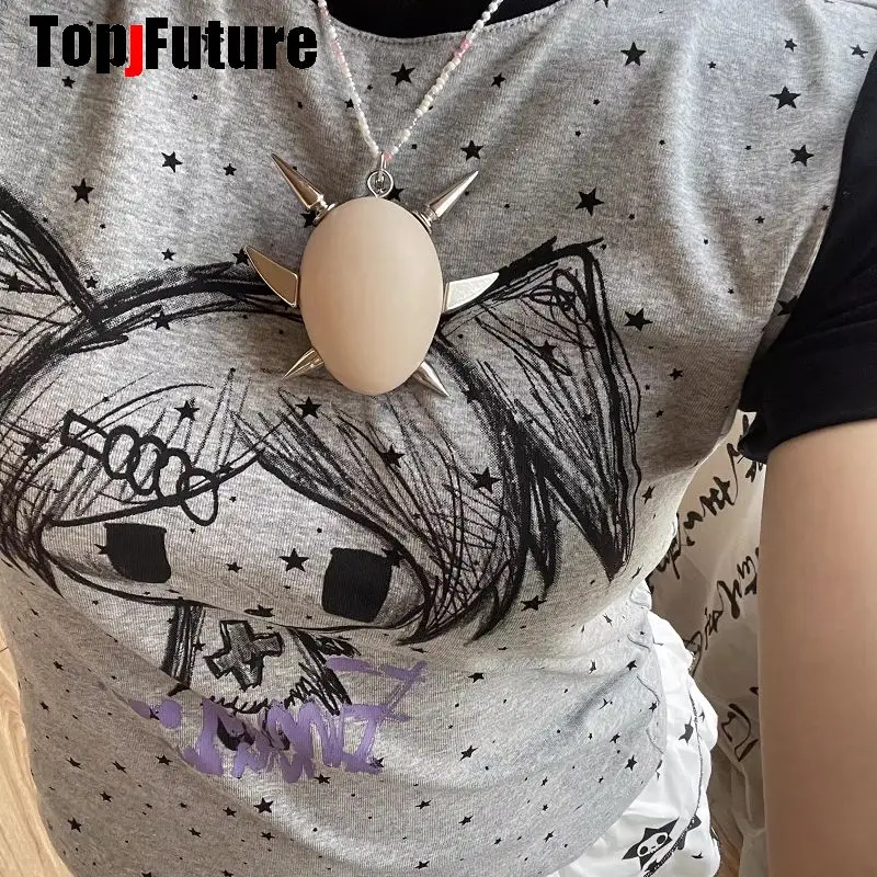 Food Egg Bread Toast Cookie Gothic Y2K Girl Vintage Harajuku Women Subculture Punk Wasteland Personality Bag Pendant Key Chain - view 3