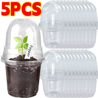 Pastic Seed Stater Cup with Cover Transparent Garden Plant Nursery Humidity Dome Tray Seedling Propagation Pots Ventilation 5pcs