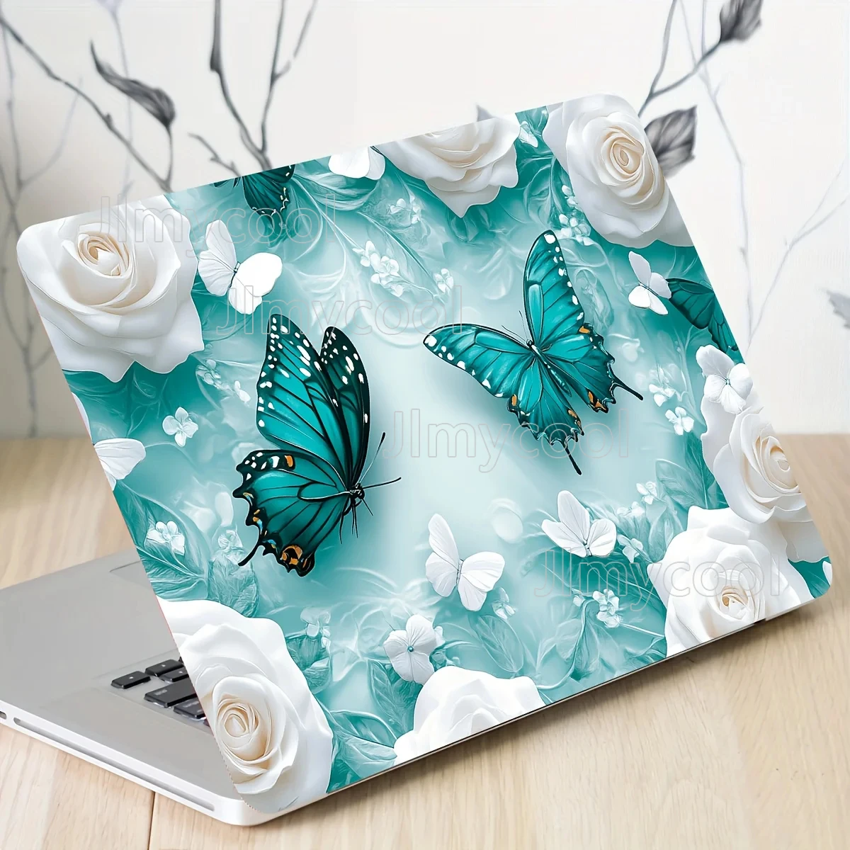 Vinyl Laptop Case Butterfly Floral Stickers 2 Pack Scratch Resistant DIY Art Case for Laptops  Easy To Paste