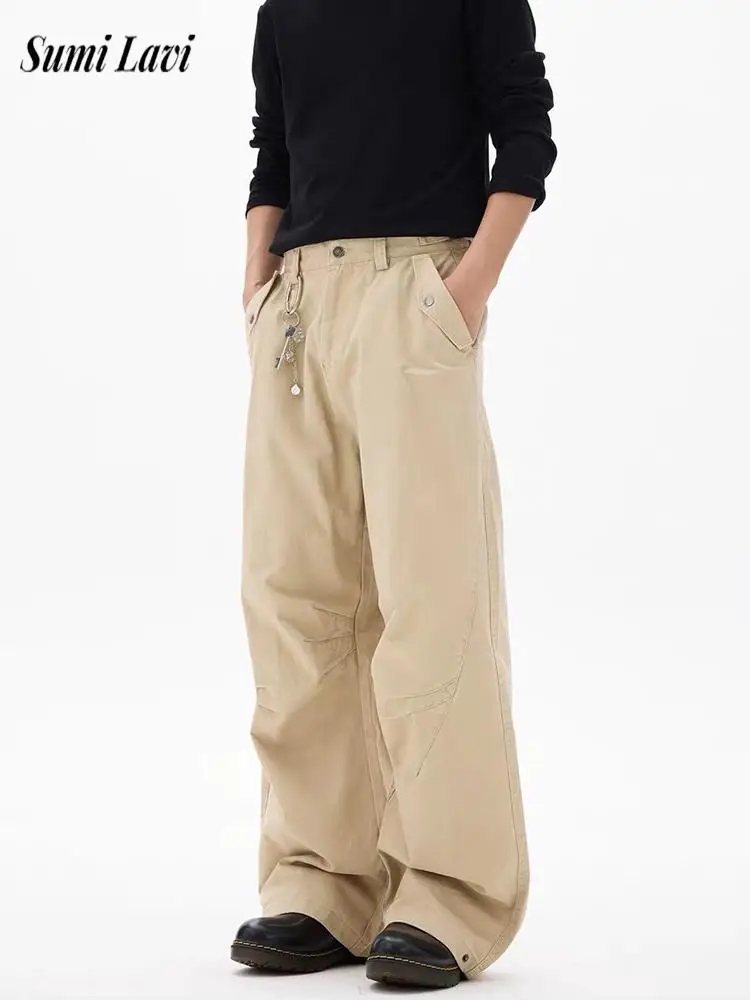 

Trendy Mens Loose Straight Jean Trousers Streetwear Men Vintage Solid Color Denim Pants 2026 Spring Fall Outdoor Casual Jeans