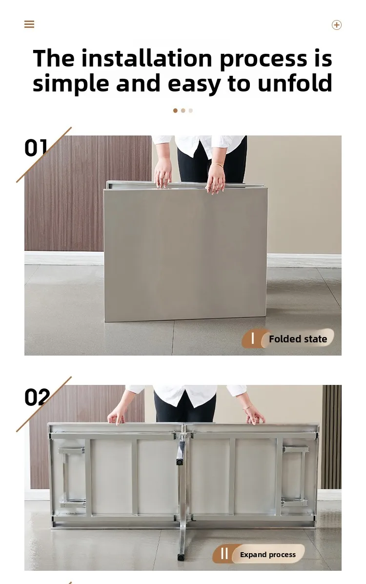 Stainless Steel Multifunctional Foldable Table Portable Outdoor Camping Desk Commercial Buffet Serving Counter Home Dining Table
