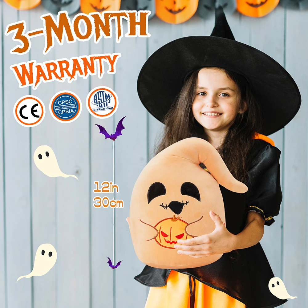 Almohada de felpa de Halloween para niñas y niños, adorno LED brillante de 30cm para decoración de Halloween