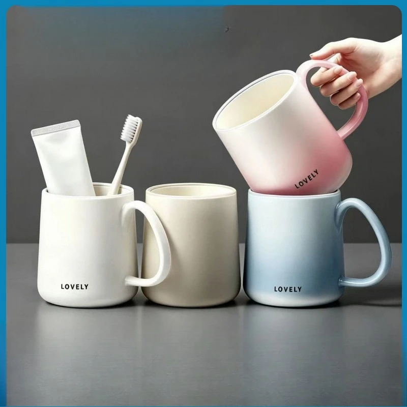 Gradient Mouthwash Cup Set for Couples, Thickened Anti-Mold Toothbrush Holder, High Heat Resistant, Minimalist Aesthetic Design