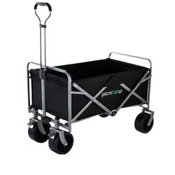 Carrito plegable portátil para acampar al aire libre, carrito de playa multifunción con asa ajustable para Picnic, barbacoa, carrito grande para jardín