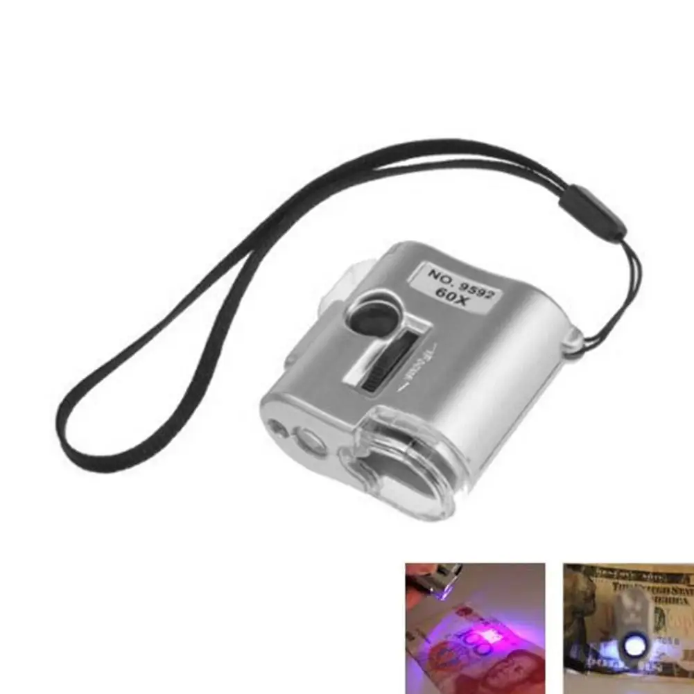 60X Illuminated Jewelers Loupe Magnifier, Portable Mini Pocket 60X Jeweler Magnifier Lens Illuminated Jewelry Magnifier Glass
