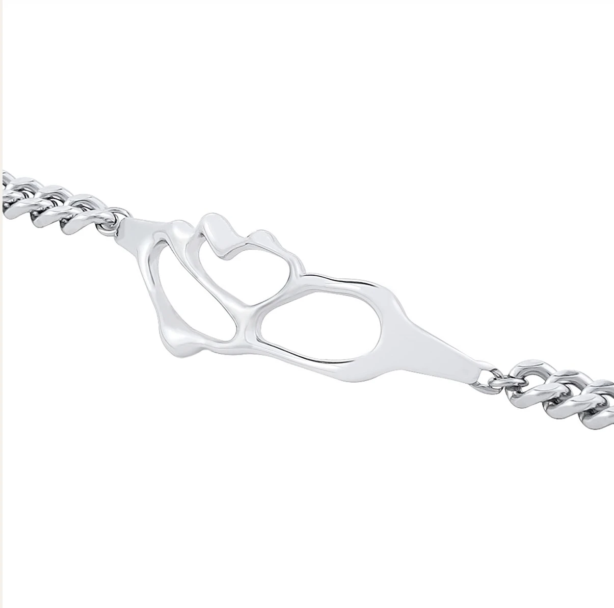Titanstahl Unregelmäßiges Herz-Armband Hohle Geometrische Kette für Damen und Herren Y2K Punk Streetwear Modeschmuck – Detail 8