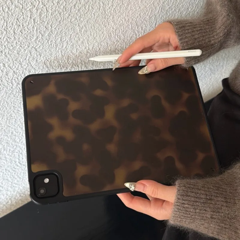 For iPad Mini Air 2 3 4 5 6 7/Pro 9.7 11 12.9 13inch (2018-2025)/7 8 9th/10th/11th Generation A16 2025 Amber Leopard Tablet Case