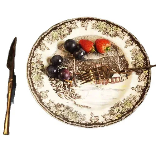 British Ceramic Glaze Middle Color Dinner Plate Cake Plate Fruit Plate Dinner Dessert Creative Plate