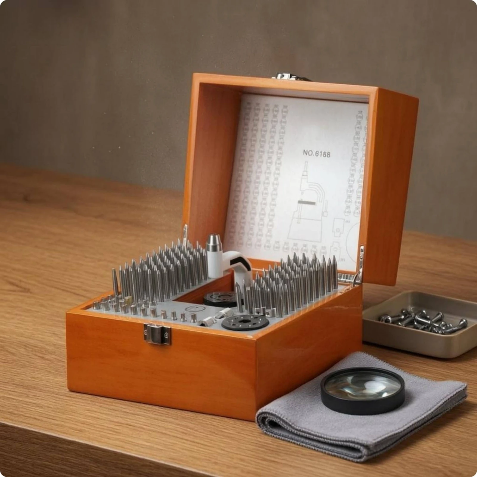Watch Repair Precision Punch Set Organized Rows Watchmaker Punch Kit Watch Repair Staking Tool Metal Tools