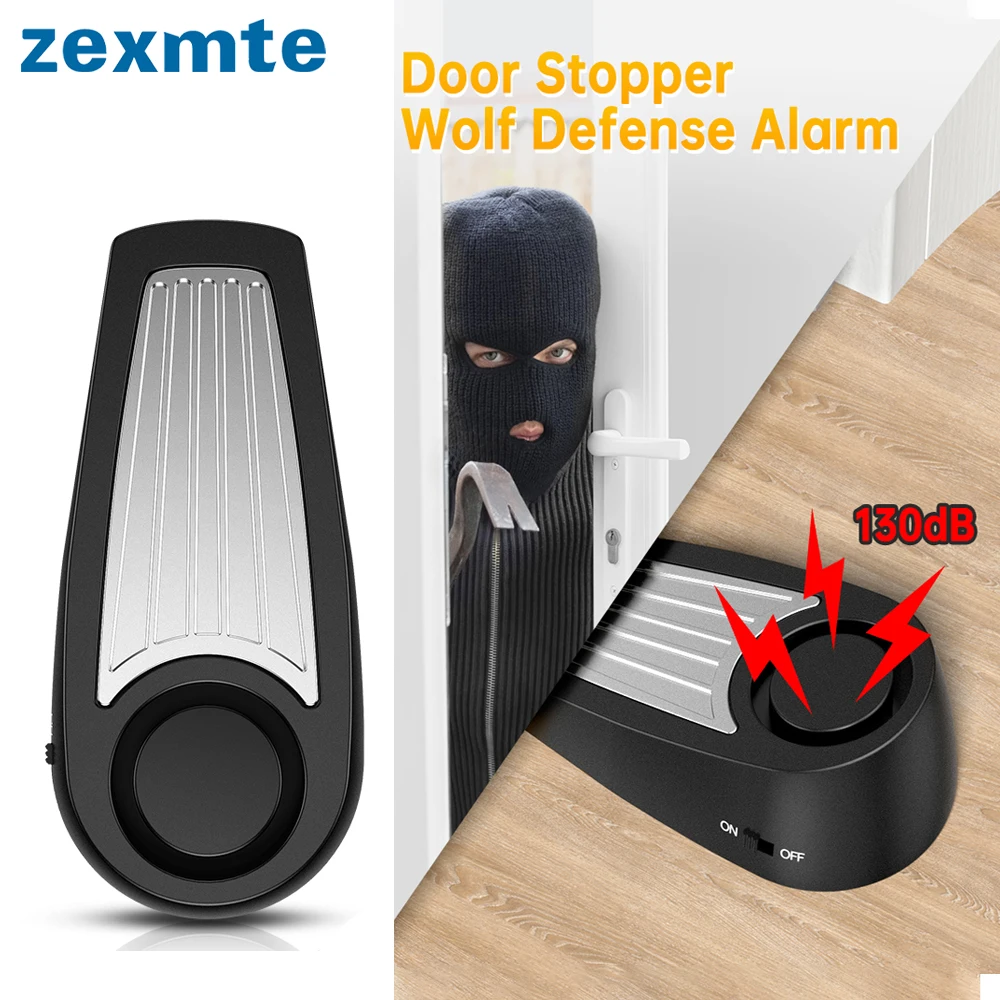 

Zexmte 125dB Door Stop Alarm Stainless Wireless Sensor Wedge-shaped Anti-Theft Door Stopper Alarm Portable Home Travel Security