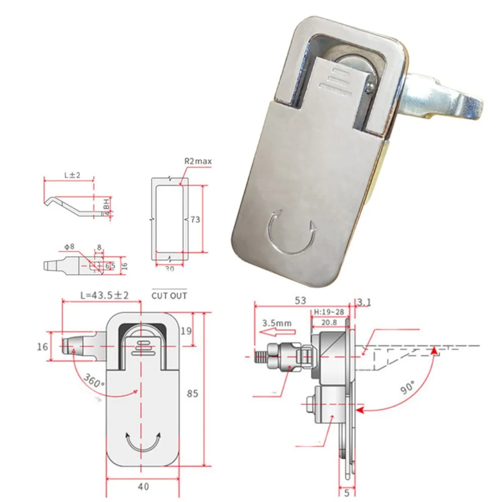 Professional Zinc Alloy Toolbox Lock with Keys Multi-purpose Distribution Box Lock Weather-resistance Cabinet Lock Hardware Lock
