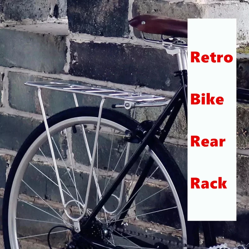 Bike Rear Rack Luggage Seat Cargo Retro Aluminum Alloy Fixie Bicycle 26 Inch Matte Silver Cycling Parts