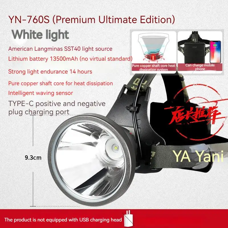 Outdoor Headlights Strong Light Rechargeable Ultra Bright Long-Range Head Mounted Flashlight Ultra Long Endurance LED MiningLamp