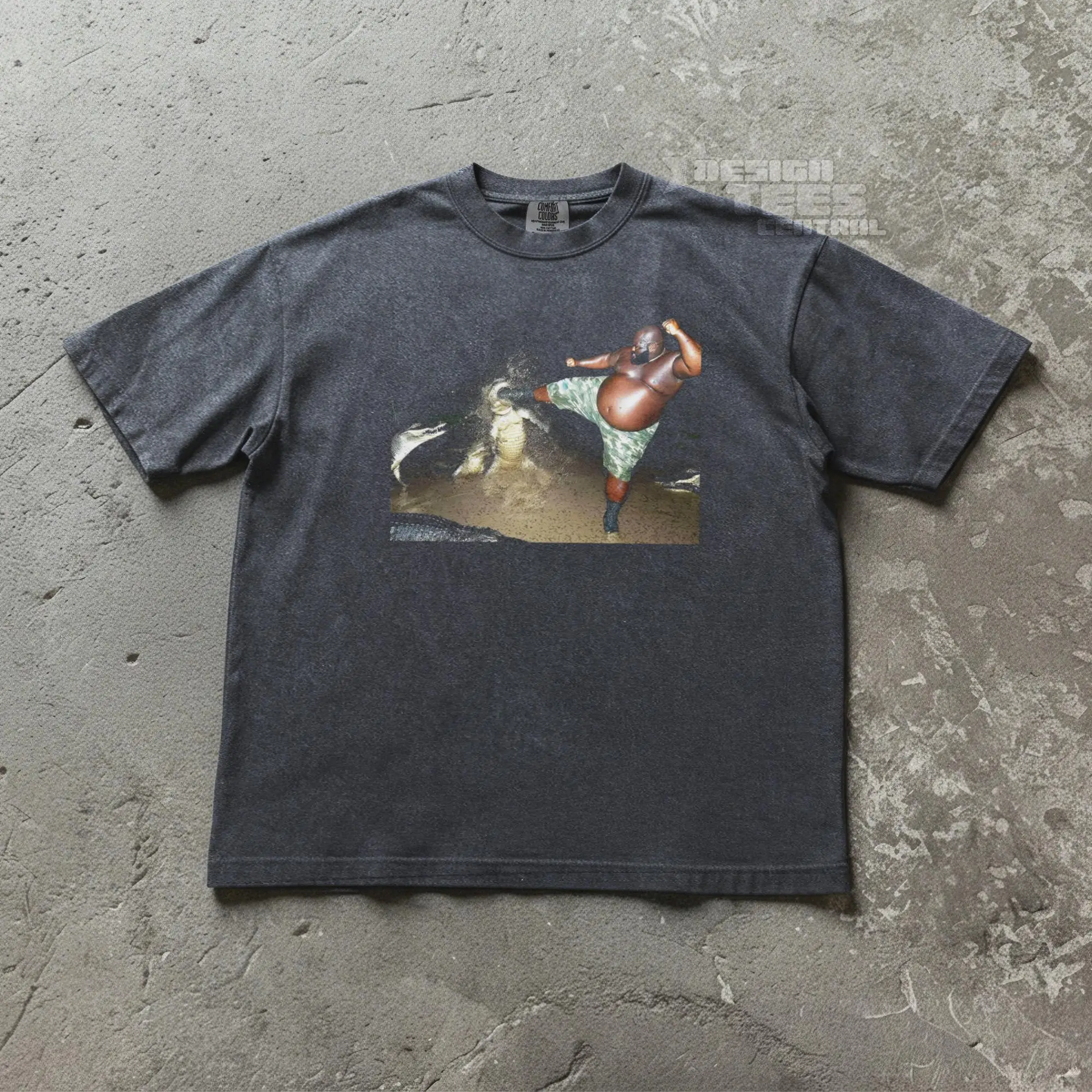 Black Man Kicking Crocodile T-shirt, Fun Emoji T-shirt, Comfortable Color