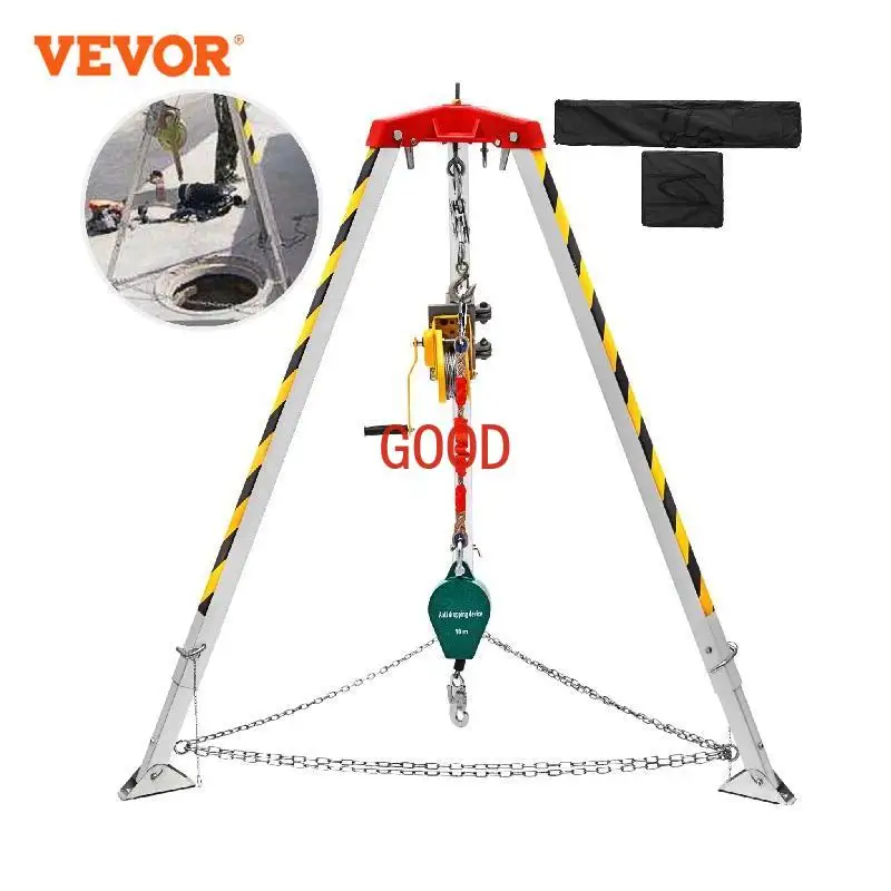 Non-Slip Confined Space Rescue Tripod with 390lbs Personal Capacity Excellent Winch and Fall Protector 7ft Adjustable Legs