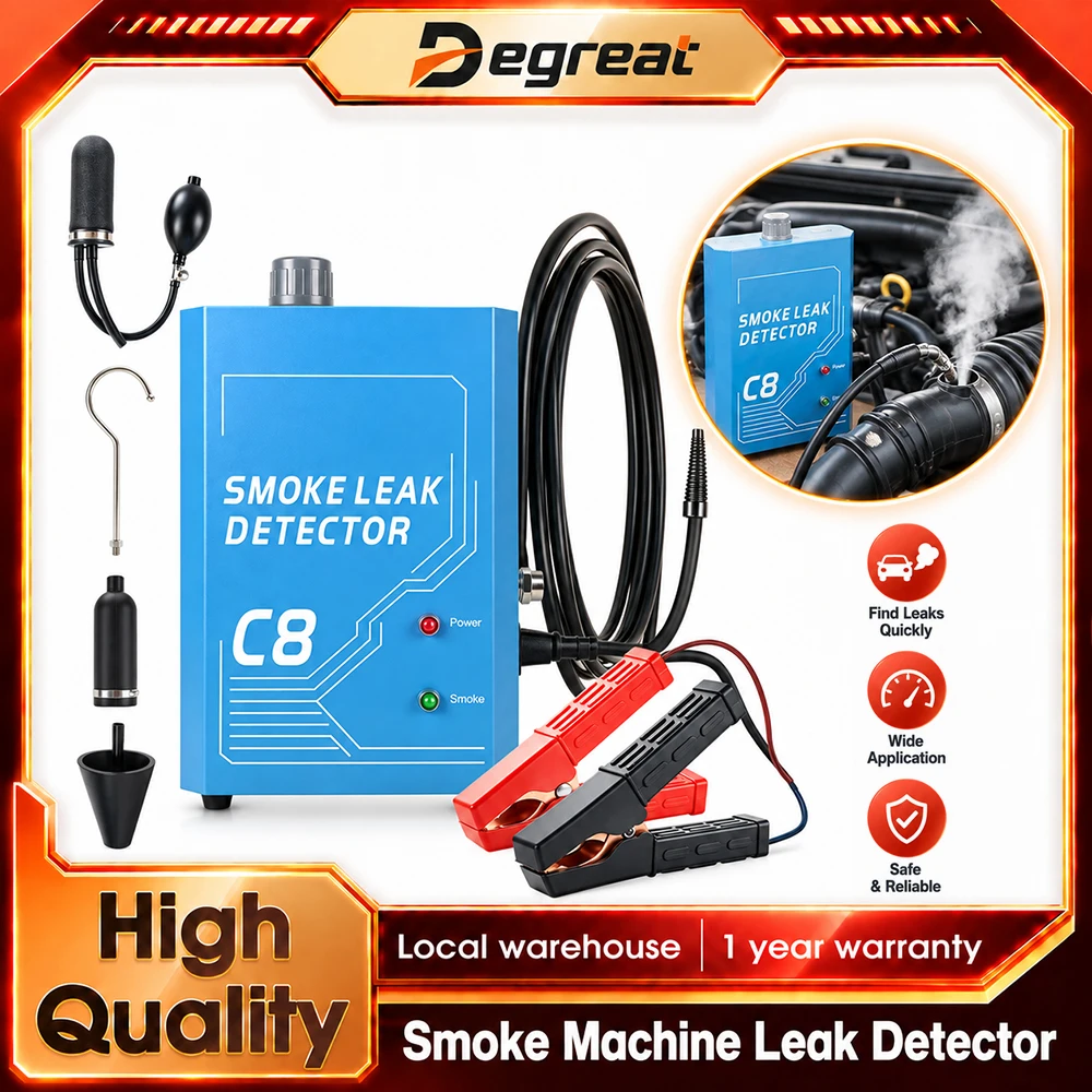 Degreat C8 EVAP-Nebelmaschine, Lecksuchgerät für Autos, 12-V-Auto-Rauchmaschine mit integrierter Luftpumpe, Lecksuchgerät für Rohrleitungen und Kraftstofflecks, Vakuumprüfgerät für 12-V-Fahrzeuge.