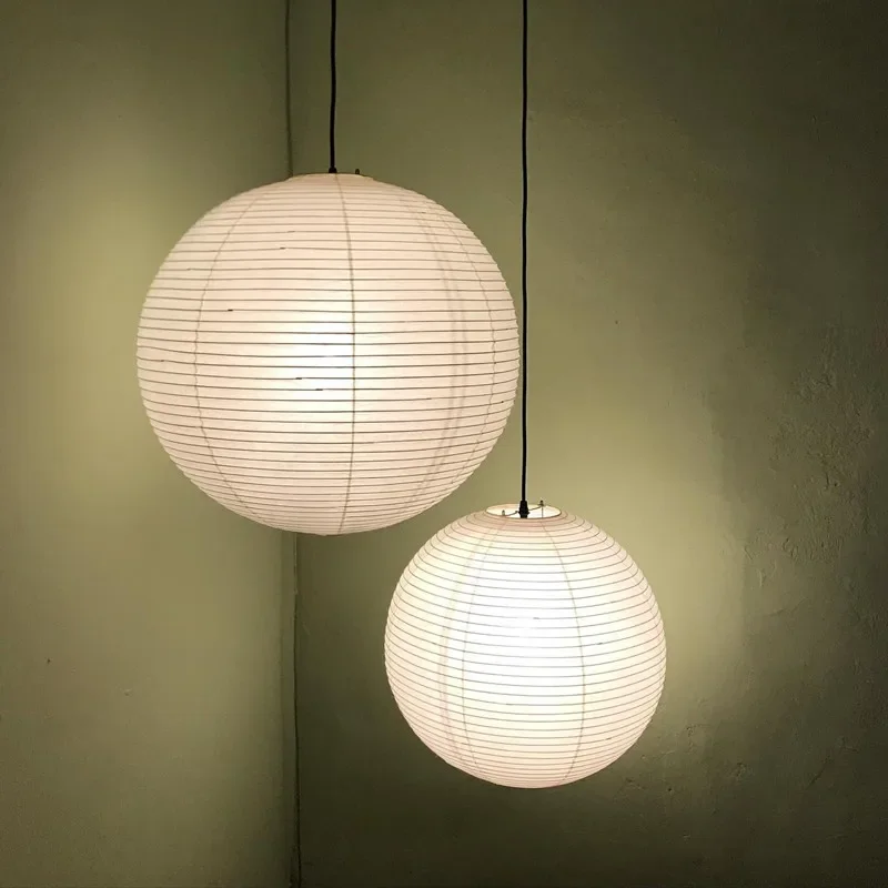 

Japanes Wabi Sabi Akari Pendant Lights Rice Paper Lampshade Handmade Noguchi Cafe Restaurant Kitchen Island LED Hanging Lights