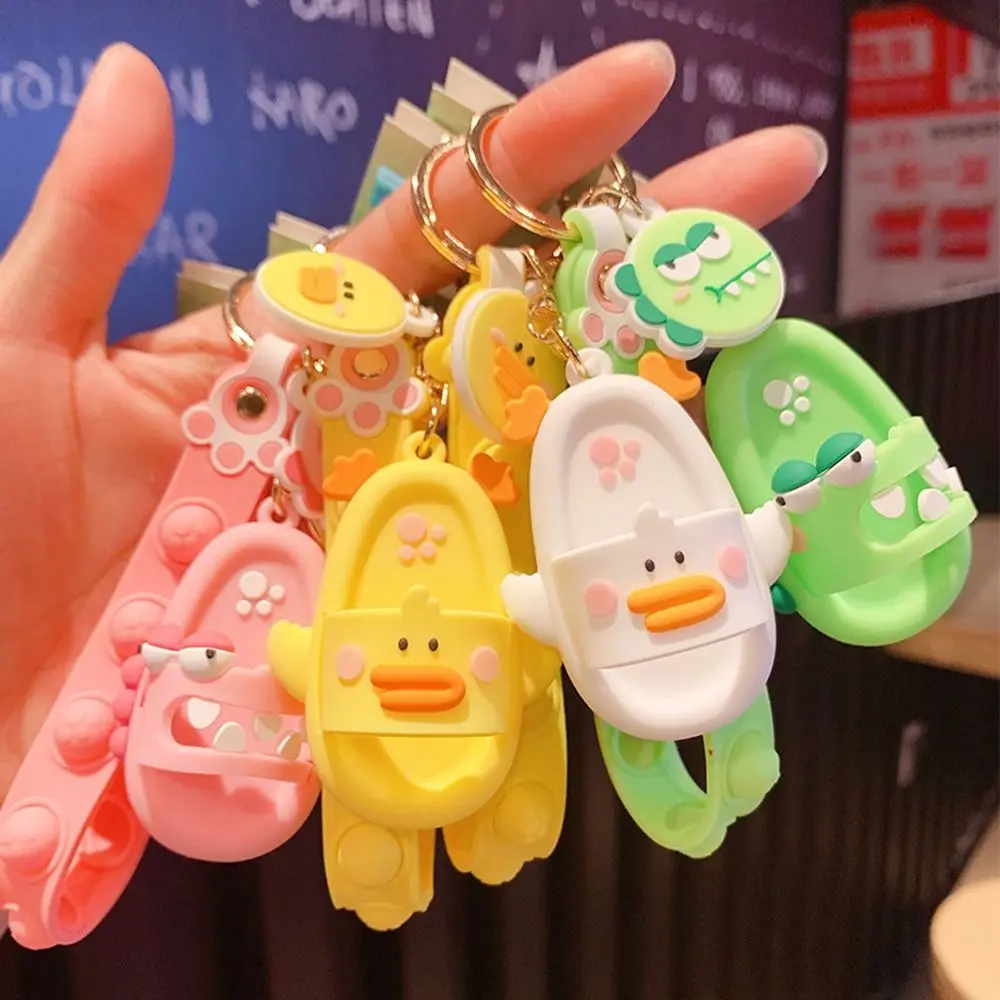 Pendant Key Ring Cute Animal Sandal Hanging Decoration Little Shoe Keyring 3D Slipper Keychain Key Chain Decompression Keychain