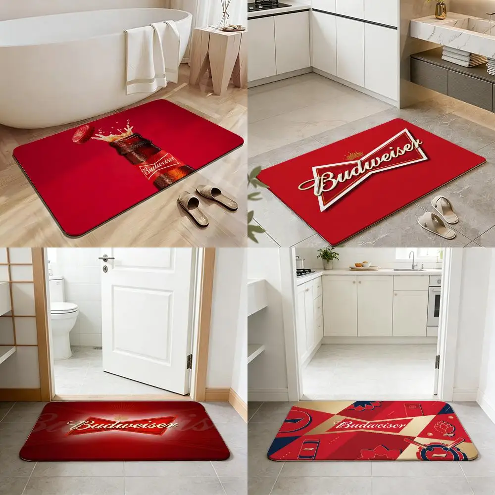 Alcohol B-Budweiser Floor Mat Non-slip Quick-dry Diatomaceous Earth Bath Mat, Absorbent Doormat