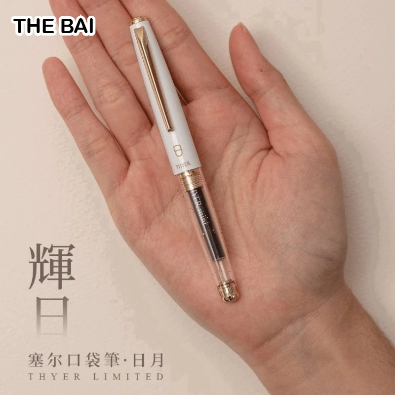 THEBAI Mini Pocket Fountain Pen Transparent Short Body Portable Writing Pen PK JINHAO 59 School Office Supplies Stationery