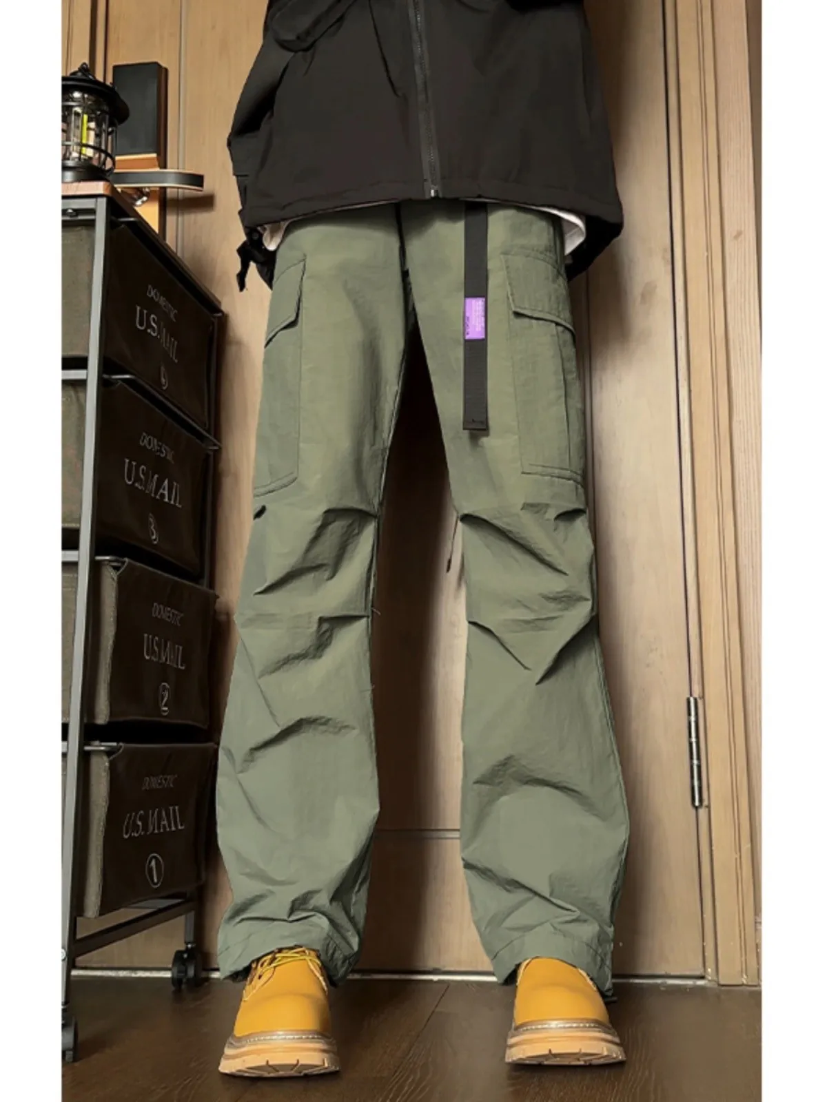 

Мужские осенние прямые брюки-карго в американском стиле, ветрозащитные рабочие брюки для активного отдыха, немнущиеся повседневные брюки