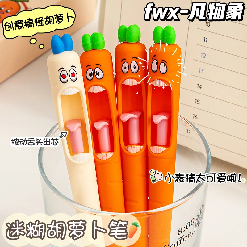 Kawai Stationery Confused Carrot Press The Gel Pen To Create A Creative and Personalized Shape Funny Interesting To Decompress