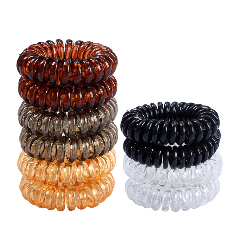 Telephone Wire Elastic Clear Hair Bands Plastic Spring Gum For Hair Ties No Crease Coil Hair Tie Ponytail Hair Accessories