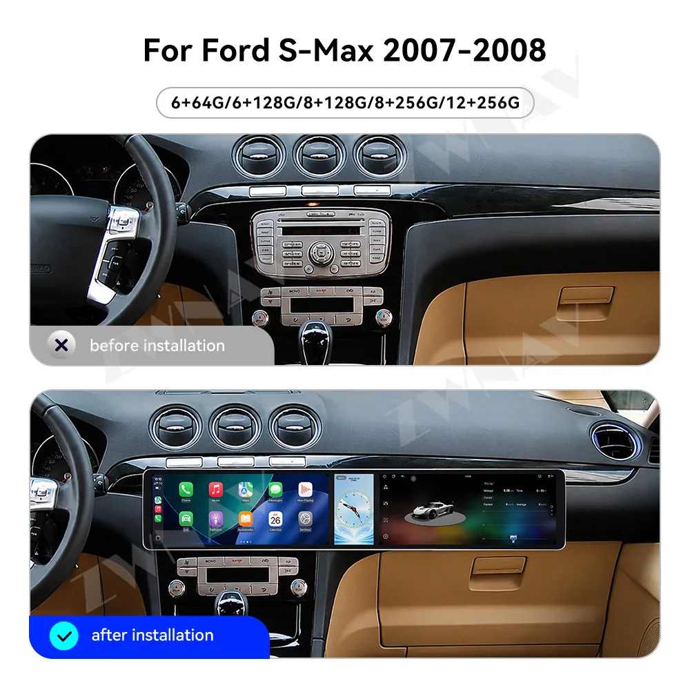 For Ford S-Max 2007-2008 Dual 12.3