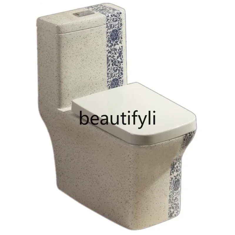 Chinese toilet retro flush toilet household antique blue and white art ordinary toilet