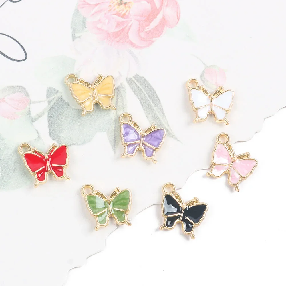 

10pcs/lot Colorful 13x13mm Butterfly Charm Pendant Connector for Bracelet Necklace DIY Jewelry Making Small Butterfly Charms