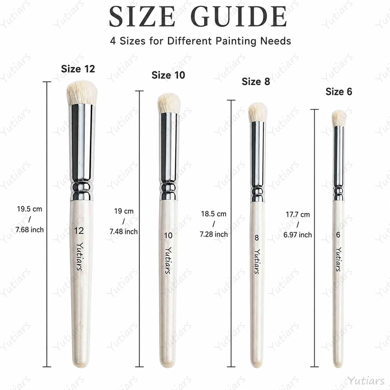 4PCS Wool Paint Brush Set Soft Round Mop Brushes Sizes 6 8 10 12 for Watercolor Gouache Acrylic Painting Art Craft Supplies